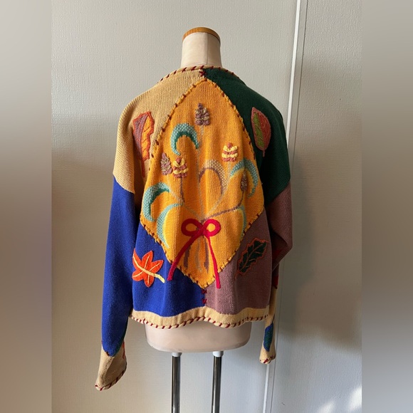 Vintage 80โs Berek Fall Harvest / Thanksgiving Cardigan Sweater L ๐๐๐ฆ - Picture 3 of 7